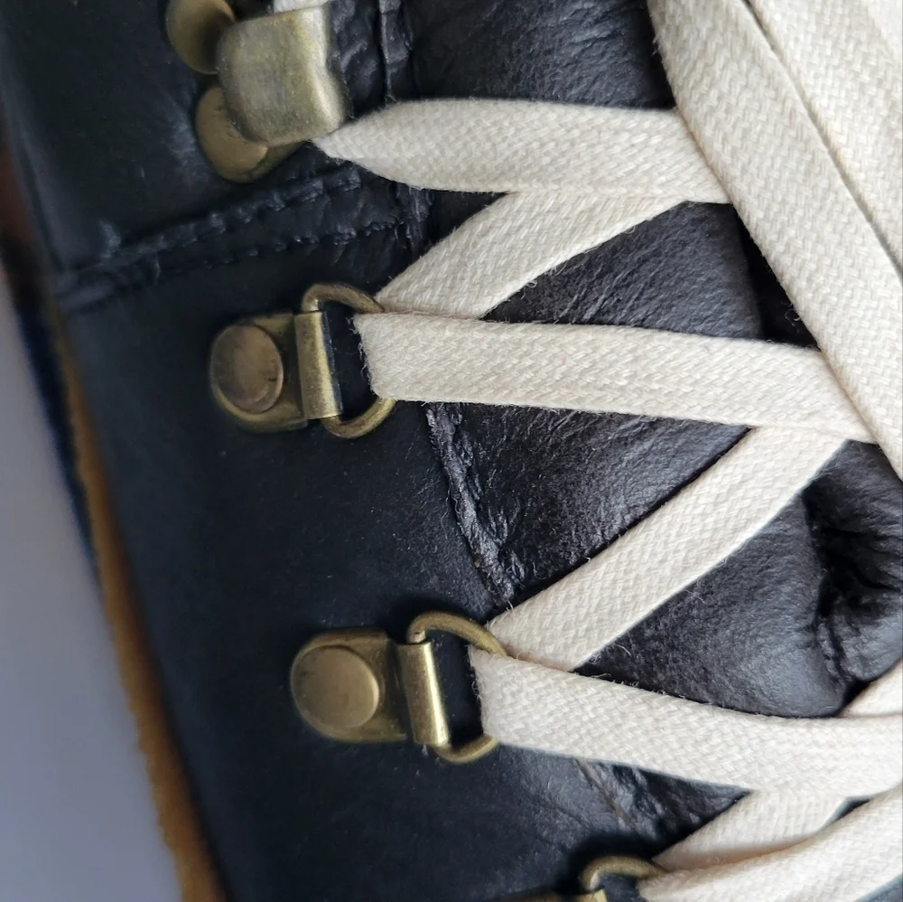 New 41 F-troupe Crepe Sole, Hiking, Black Fur Sheep Boots.
